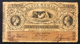 25 Lire Banca Romana Umberto I°1883 R3 RRR Micro Forellini Ma Bel Bb+naturale Lotto.2871 - Altri & Non Classificati