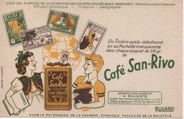 Buvard Publicitaire Ancien/Café/Café SAN-RIVO/Sociétés Philatéliques Françaises/Balestié/PARIS/Vers 1950-60 BUV502 - Caffè & Tè