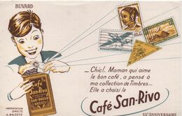 Buvard Publicitaire Ancien/Café/Café SAN-RIVO/collection De Timbres/Chic ! Maman.../Balestié/PARIS/Vers 1950-60   BUV505 - Café & Té