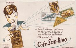 Buvard Publicitaire Ancien/Café/Café SAN-RIVO/collection De Timbres/Chic ! Maman.../Balestié/PARIS/Vers 1950-60   BUV505 - Coffee & Tea
