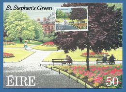 Irland / Eire 1989  Mi.Nr. 678 , St. Stephen`s Green - Maximum Card - First Day  11.IV.1989 - Cartes-maximum