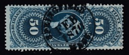 US, Sc R55c, Used, "Springfield Mass" 1870 Handstamp Cancel (sm Thin) - Revenues