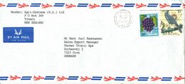 New Zealand Air Mail Cover Sent To Denmark 14-9-1986 BIRD; FRUITS - Posta Aerea