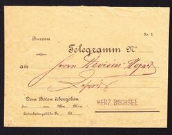 1899 Telegramm Couvert Mit Inhalt, Gestempelt Herz.buchsee. Etwas Unsorgfälltig Geöffnet. - Telegrafo