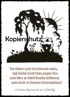 ÄLTERE KÜNSTLER POSTKARTE DU LIEBER GOTT IM HIMMEL KIND WIEGE GEBURT Birth Baby Kind Scherenschnitt Silhouette Cpa AK - Scherenschnitt - Silhouette