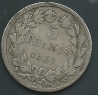 5 FRANCS LOUIS PHILIPPE 1837 W TÊTE LAUREE  Laupi13301 - 5 Francs