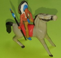 Lot 2 Figurines Soldat Jouet Style STARLUX Sans Marque - Plastique -  Cavalier Cheval INDIEN WESTERN -état D'usage- 1960 - Starlux