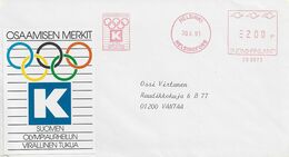 3550  Carta  Helsinki 1990, Helsingfors  , Viñeta , Label Olimpiada - Lettres & Documents