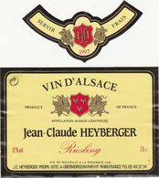 Etiquette Vin / Alsace / Riesling / Jean-Claude HEYBERGER / OBERMORSCHWIHR / 1997 - Riesling