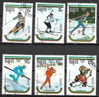 KAMPUCHEA    -   1989 .  Y&T N° 856A à 856F Oblitérés.    Ski  /  Hockey  /  Patinage   .... - Kampuchea