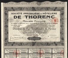 Socièté Immobilière Et Hotelière De Thorenc SA - Dixième De Part Bénéficiaire Au Porteur - 1929 - EF- - Toerisme