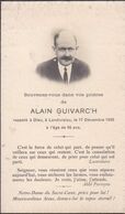 Vieux Papiers Faire-part GENEALOGIE Carte Décès Souvenir De Alain Guivarc'h Le 17/12/1935 Landivisiau (ref 1220) - Avvisi Di Necrologio