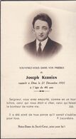 Vieux Papiers  GENEALOGIE Carte Décès Joseph Kerrien  Landivisiau 21/12/1951 Ref 1226 - Avvisi Di Necrologio