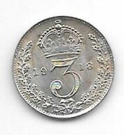 *great Britain 3 Pence 1918 Km 813    Xf+/ms60 Catalog Val 18$ - F. 3 Pence