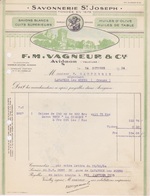 FACTURE 1934 - SAVONNERIE ST JOSEPH  - F.M. VAGNEUR & CIE AVIGNON  VAUCLUSE - SAVON BRUN LA CIGOGNE - Droguerie & Parfumerie