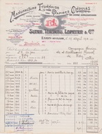 FACTURE - L. SUTRE & J. TARDIEU A LYON - FABRIQUE PAPIERS ONDULES - MANUFACTURE LYONNAISE - BOITE PLIANTE LE PRATIQUE - Imprimerie & Papeterie