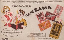 Buvard Publicitaire Ancien/ Café/Café ZAMA/Chambre Syndicale Française De La Philatélie/ Balestié/ /vers 1950-60  BUV508 - Kaffee & Tee