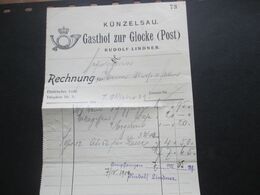 Delcampe - Rechnung 1909 Künzelsau Gasthof Zur Glocke (Post) Rückseitig: Von Hotel Zu Hotel Empfehlenswerte Hotels Süddeutschlands - 1900 – 1949