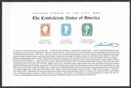 USA 1995. Fleetwood Special Card. Stamps Of The Civil War-The Conferate States Of America. Mint. Signed. - Other & Unclassified