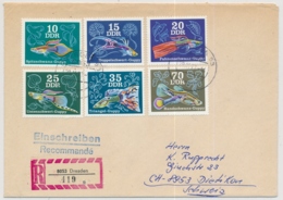 2176-2181 Satz Fische Auf Einschreibebrief Gelaufen Von Dresden In Die Schweiz - Covers & Documents