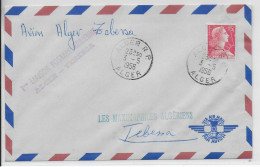 1956 - ALGERIE - ENVELOPPE Par AVION 1° LIAISON POSTALE AERIENNE  De ALGER => TEBESSA - Airmail