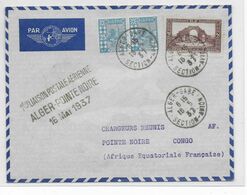 1937 - ALGERIE - ENVELOPPE Par AVION 1° LIAISON POSTALE AERIENNE AIR FRANCE De ALGER => POINTE NOIRE (CONGO) - Lettres & Documents