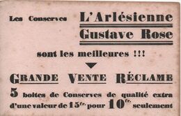 Buvard Publicitaire Ancien/Alimentaire /Conserves L'ARLESIENNE/G Rose/Montrouge/Lorient/vers 1940-1960     BUV526 - Alimentare