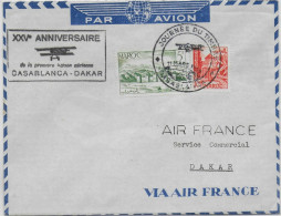 1950 - MAROC - ENVELOPPE 25° ANNIVERSAIRE 1° LIAISON POSTALE AERIENNE AIR FRANCE De CASABLANCA => DAKAR (SENEGAL) - Cartas & Documentos