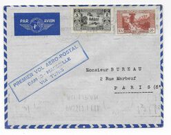 1938 - LIBAN - ENVELOPPE 1° LIAISON AEROPOSTALE AIR FRANCE DAMAS-MARSEILLE Via TUNIS De BEYROUTH => PARIS - Lebanon