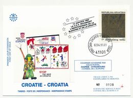 CROATIE - Enveloppe "La C.E.E. Reconnait L'indépendance De La Slovénie Et De La Croatie" 02/04/1991 ZAGREB - Croazia