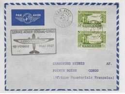 1937 - SENEGAL - ENVELOPPE 1° LIAISON AERIENNE AEROMARITIME AIR FRANCE De DAKAR => POINTE NOIRE (CONGO) - Storia Postale