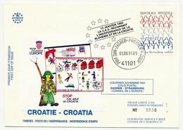 CROATIE - Enveloppe "La C.E.E. Reconnait L'indépendance De La Slovénie Et De La Croatie" 01/08/1991 ZAGREB - Croazia