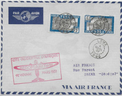 1937 - TOGO - ENVELOPPE 1° LIAISON AERIENNE AEROMARITIME AIR FRANCE De LOME => DAKAR (SENEGAL) - Brieven En Documenten