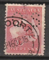 Australia 1913 Service - Kangaroo 1 Penny Lochung Type 2 (8 Mm). Mi D02 Type II - Dienstzegels