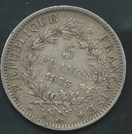France Piece  5 Francs Hercule 1875 A Paris En Argent -  Laup 13604 - Autres & Non Classés