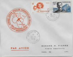 1955 - MADAGASCAR - ENVELOPPE 20 ANS De La 1° LIAISON AERIENNE REGULIERE De TANANARIVE => PARIS - Cartas & Documentos