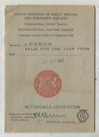 INTERNATIONAL DRIVING PERMIT , United Kingdom Of Great Britain And Northern Ireland , 1965 , Frais Fr 2.15 E - Zonder Classificatie