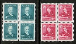 CANADA  Scott # 303-4* VF MINT LH BLOCKS Of 4 (Stamp Scan # 728) - Blocs-feuillets