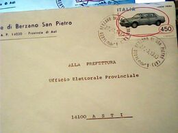 Delcampe - BUSTA DEL COMUNE  DI BERZANO S SAN  PIETRO ASTI  £450 L LANCIA THEMA  ISOLATO VB1985 HR10394 - Asti