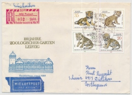 DDR 2322-2325 Satz Auf Eischreibebrief SS 100 Jahre Zoologischer Garten Leipzig Gelaufen Ab Pretzsch In Die Schweiz - Covers & Documents