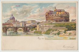 Rome  Castel Sant' Angelo - Lit. Richárd Geiger - Kosmos Budapest - Verlag Emil Storch Wien Signed 1899 - Castel Sant'Angelo