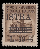 ISTRIA (POLA) - Occupazione Jugoslava  50 C. Su  25 C. Verde Smeraldo (n° 505) - 1945 - Yugoslavian Occ.: Istria