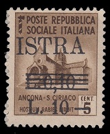 ISTRIA (POLA) - Occupazione Jugoslava  50 C. Su  25 C. Verde Smeraldo (n° 505) - 1945 - Occup. Iugoslava: Istria