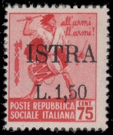ISTRIA (POLA) - Occupazione Jugoslava Lire 1,50 Su 75 C. Rosa (n° 499 Filigr. - Monumenti Distrutti) - 1945 - Yugoslavian Occ.: Istria