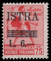 ISTRIA (POLA) - Occupazione Jugoslava  Lire 6 Su Lire 1,50 Su 75 C. (Monumenti Distrutti) - 1945 - Occ. Yougoslave: Istria