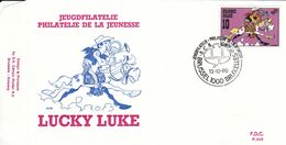 B01-185 2390  BD P956 FDC   Rare Lucky Luke Morris 13-10-1990 Brussel 1000 Bruxelles €13 - 1981-1990