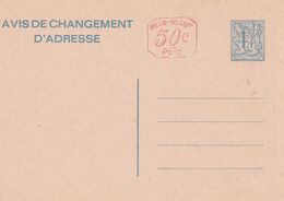 B01-185 AP - Entier Postal - Carte Postale Avis De Changement D'adresse N° 21 - Chiffre Sur Lion Héraldique Avec Bandero - Avviso Cambiamento Indirizzo