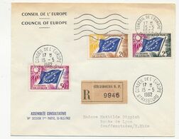 FRANCE - Env Reco Conseil De L'Europe 20F, 25F, 50F Drapeaux 15/5/1962 - Assemblée Consultative 14eme Session - Storia Postale