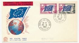 FRANCE - 2 Env Format FDC - Série Drapeau - Cad Conseil De L'Europe 25/3/1960 - Utilisation Libre - Briefe U. Dokumente