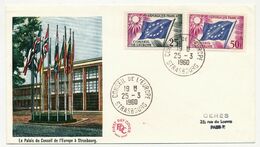 FRANCE - Env Format FDC - 25F Et 50F Drapeau - Cad Conseil De L'Europe 25/3/1960 - Utilisation Libre - Cartas & Documentos